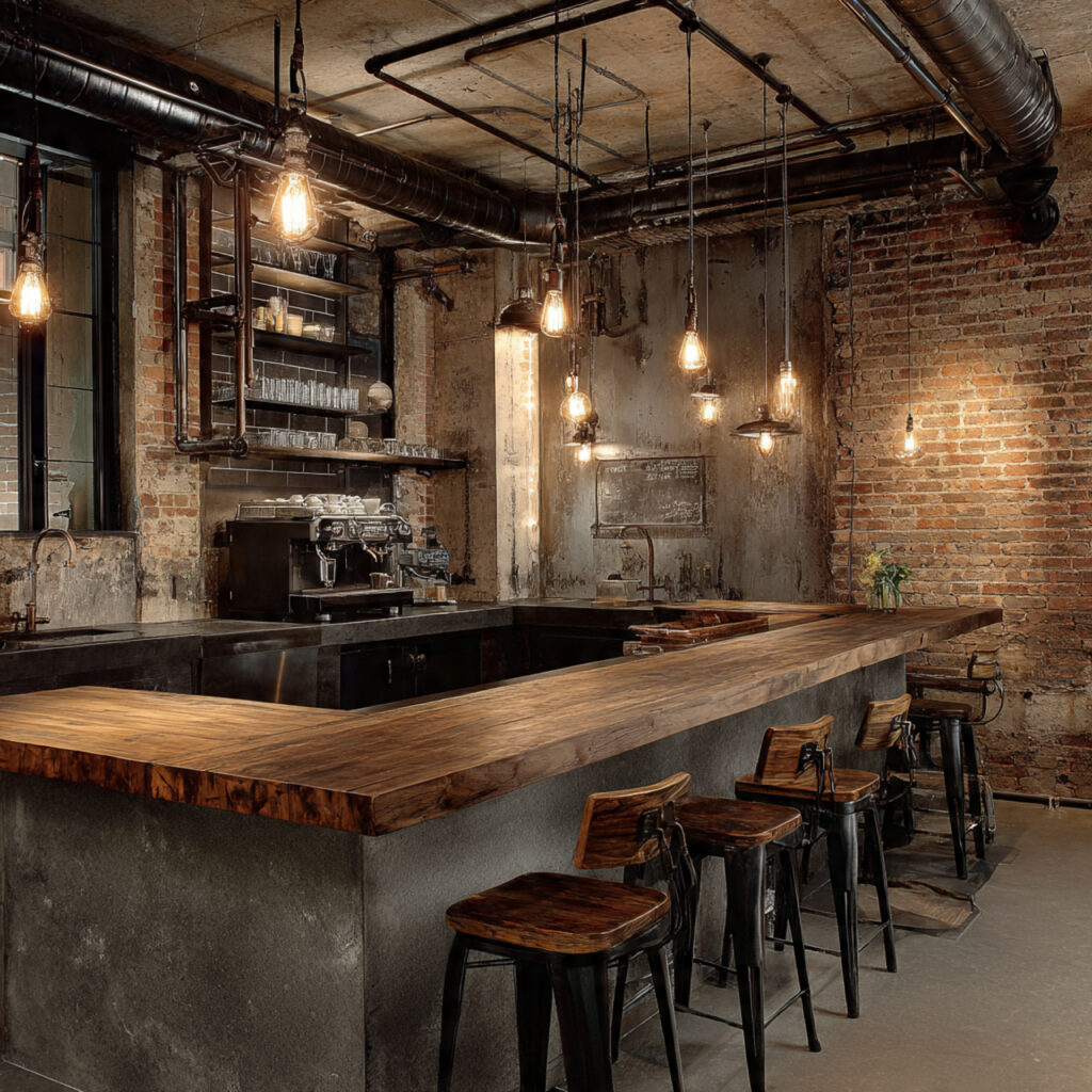 25 Stunning Kitchen Bar Design Ideas to Transform Your Space Fast 3 Industrial Metal and Wood Bar