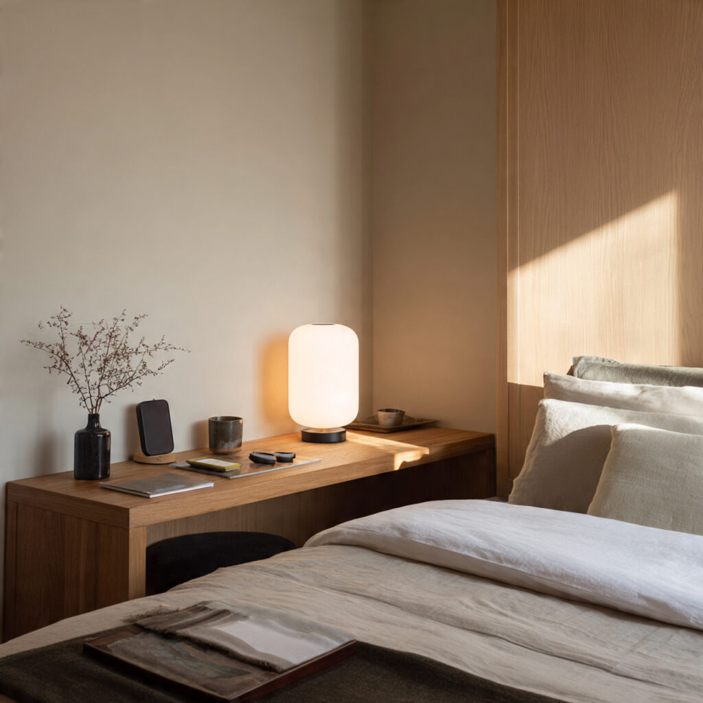 25 Best Japandi Bedroom Inspiration: Minimalist, Cozy, and Timeless Design 17 Keep Technology Minimal