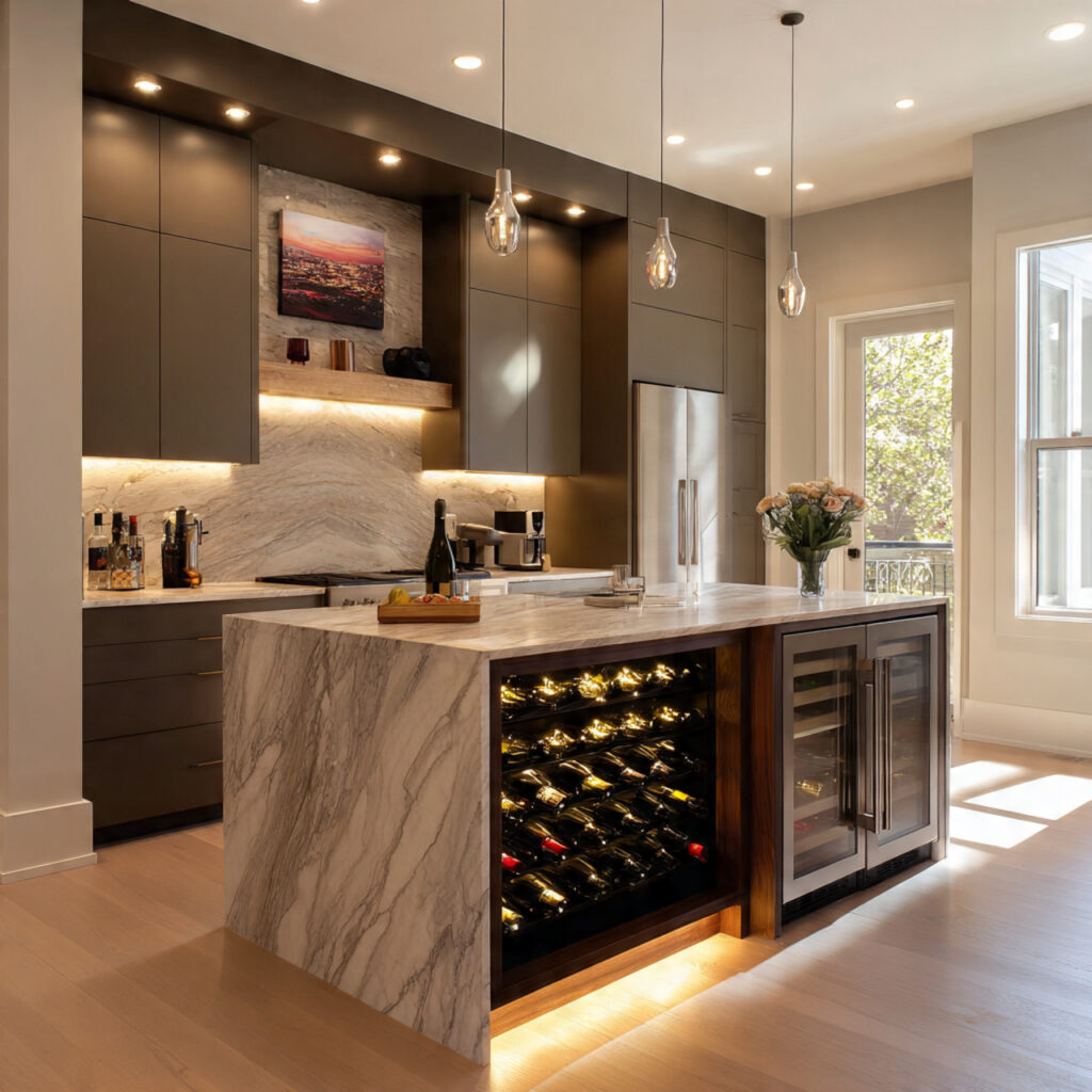 24 Stunning Kitchen Island Ideas to Transform Your Cooking Space 22 Kitchen Island with Built-In Wine Storage