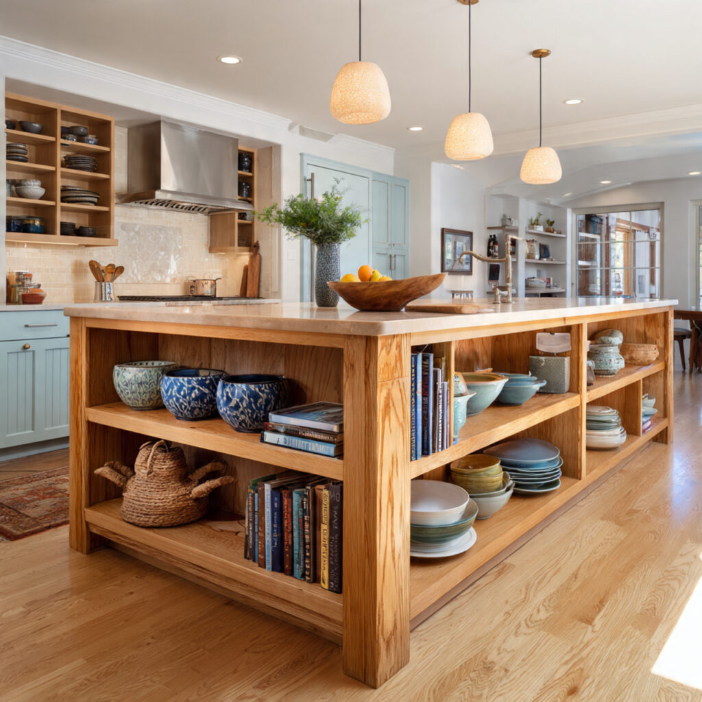24 Stunning Kitchen Island Ideas to Transform Your Cooking Space 10 Kitchen Island with Open Shelving