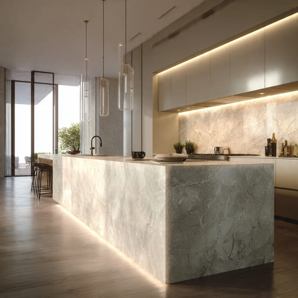 24 Stunning Kitchen Island Ideas to Transform Your Cooking Space 14 Kitchen Island with Waterfall Edges