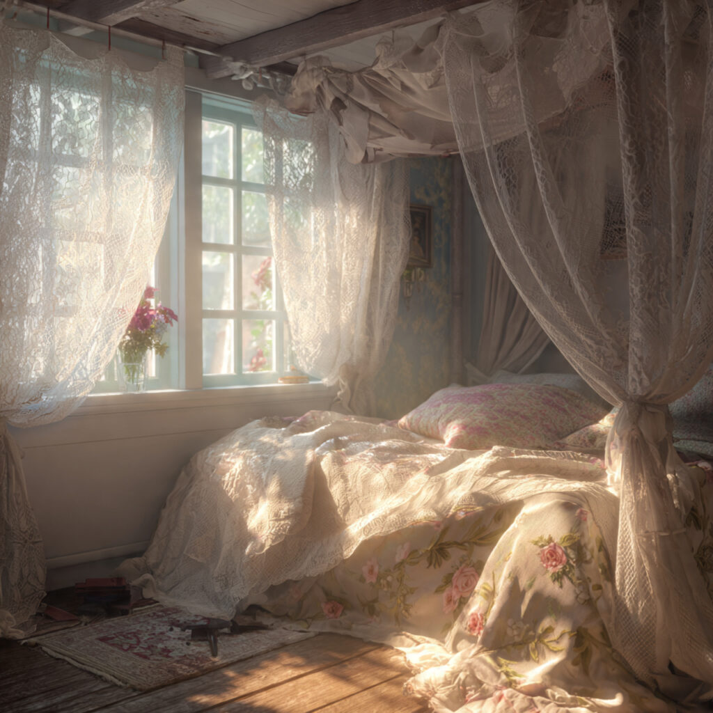 25 Charming English Cottage Bedroom with These Décor Tips 8 Lace or Sheer Curtains