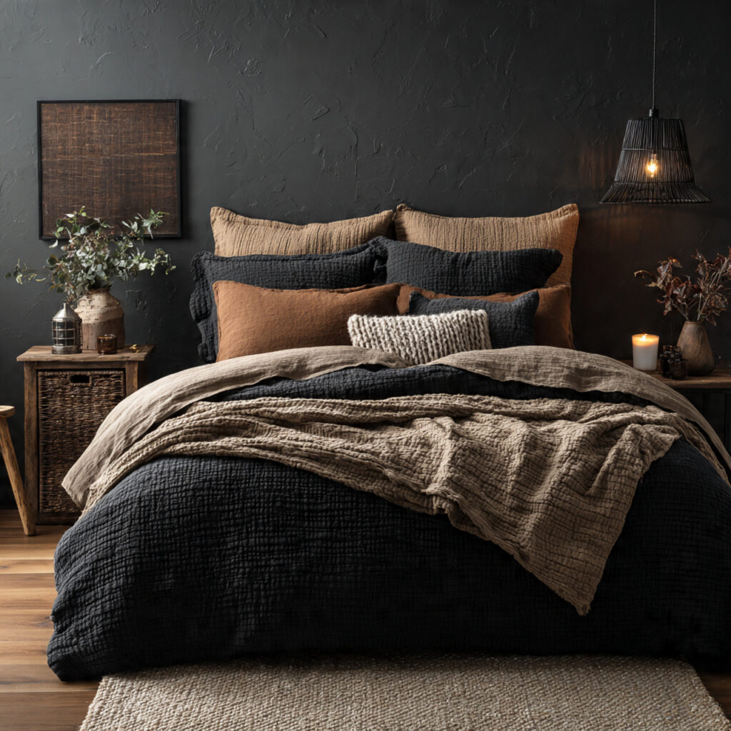 Layered Bedding in Black and Brown