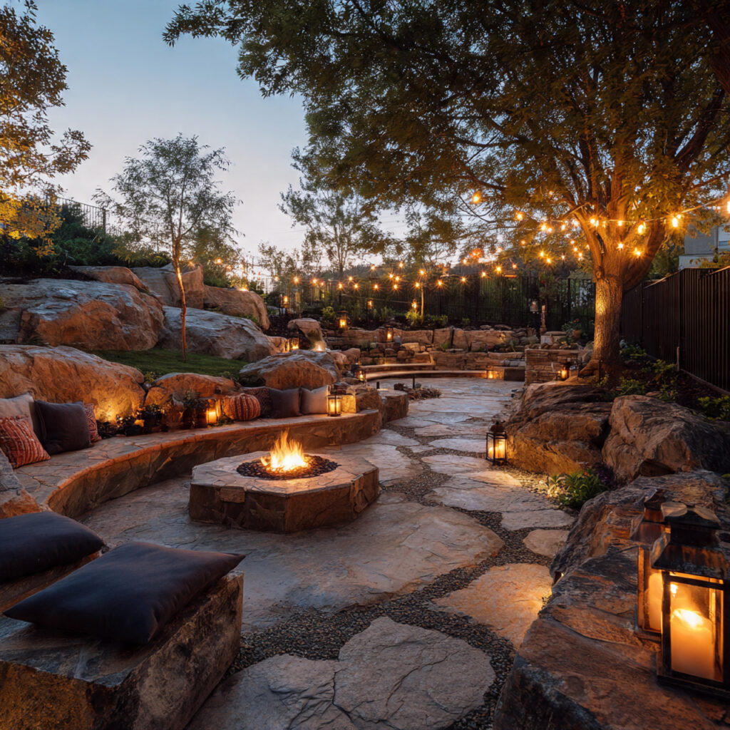 25 Fire Pit Landscaping Designs That Elevate Your Backyard Instantly 25 Layered Lighting Plan