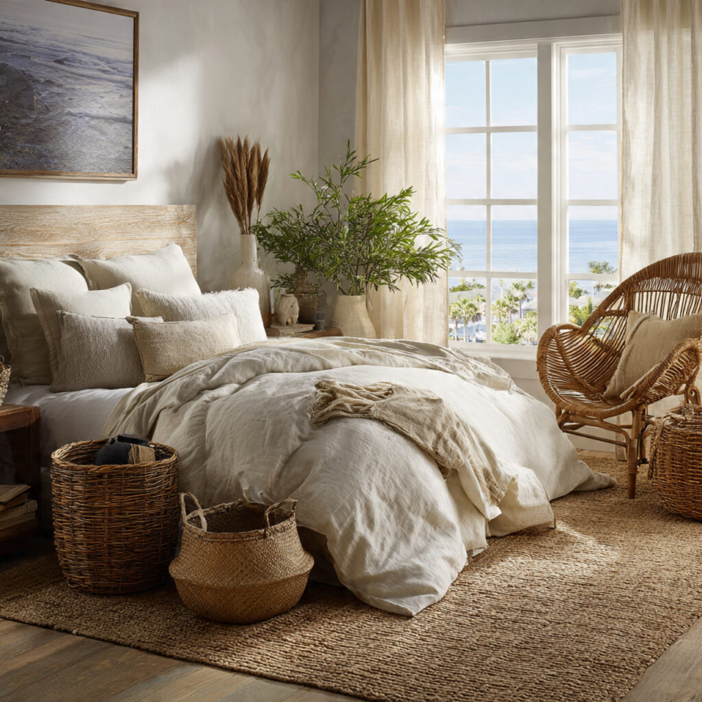 25 Beachy Bedroom Ideas to Create a Calm, Coastal Escape at Home 25 Layered Natural Textures