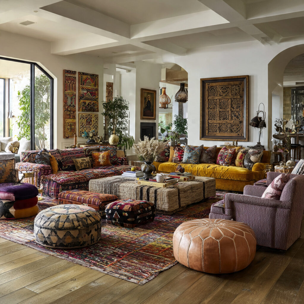 25 Maximalist Living Room Ideas: Bold Colors, Patterns & Statement Pieces 19 Layered Seating