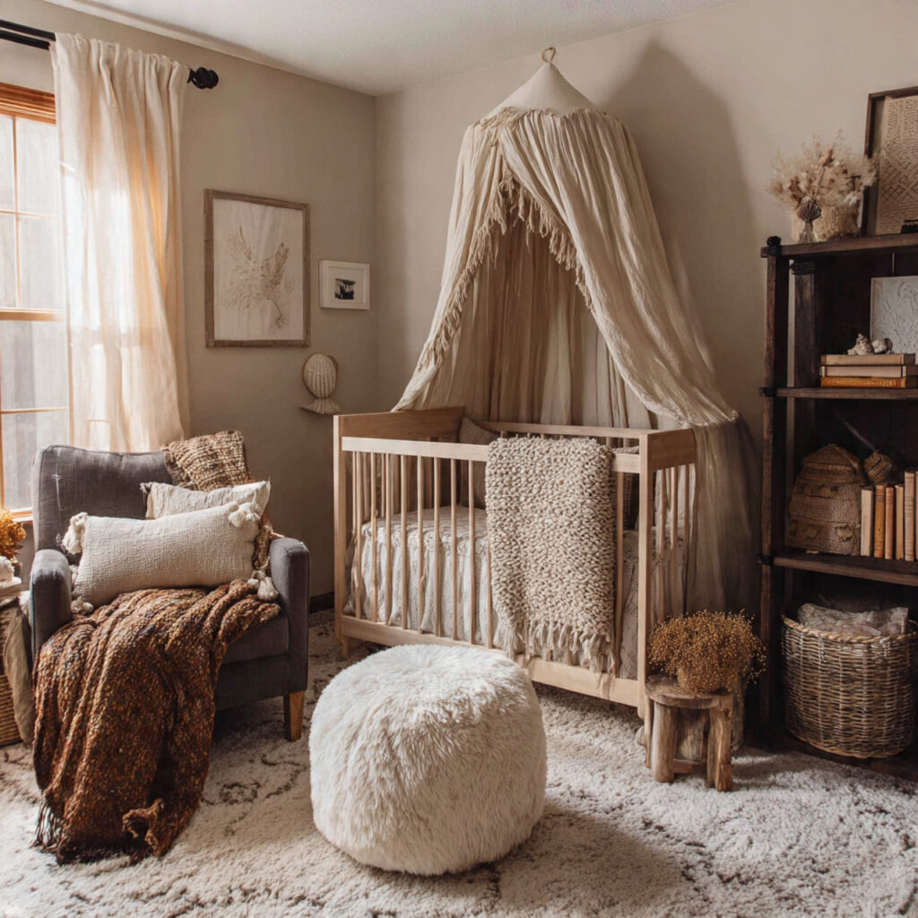 25 Boho Nursery Inspiration: Create a Calm, Stylish Baby Room You’ll Love 4 Layered Textiles