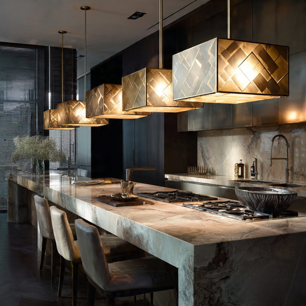 24 Stunning Kitchen Island Ideas to Transform Your Cooking Space 12 Lighting-Focused Kitchen Island