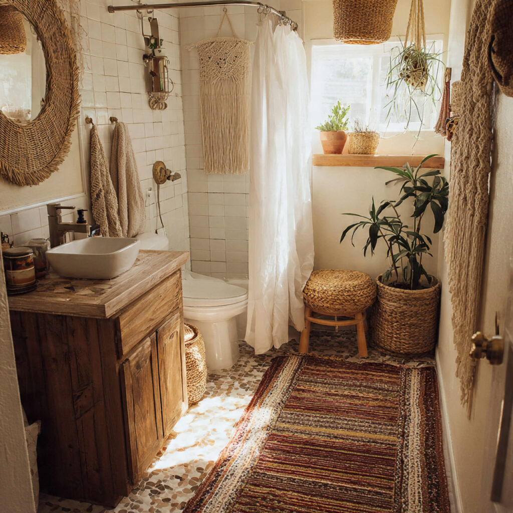 Create a Relaxed Boho Bathroom: 25 Inspiring Décor Ideas You’ll Love 21 Macramé Shower Hooks