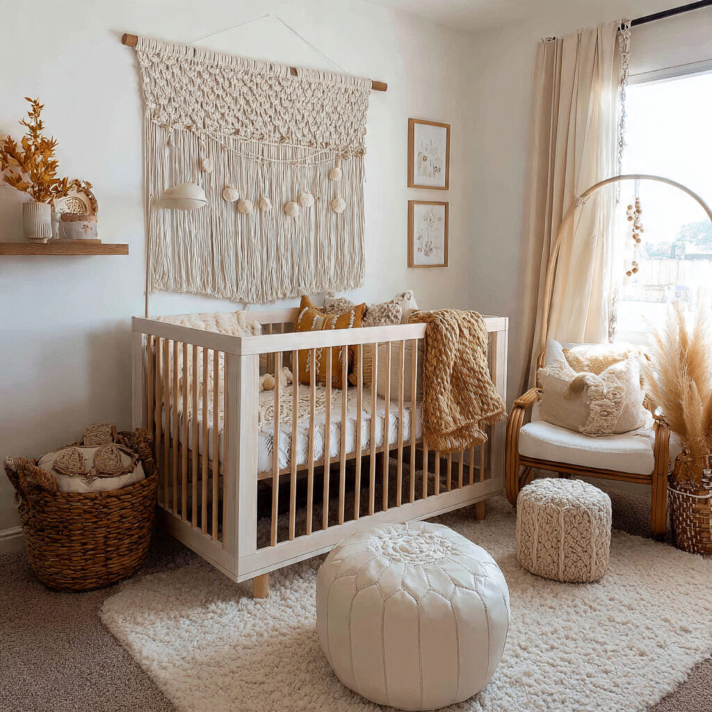 25 Boho Nursery Inspiration: Create a Calm, Stylish Baby Room You’ll Love 2 Macramé Wall Hangings