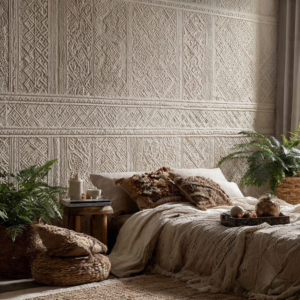 25 Best Boho Wallpaper Ideas to Transform Your Space 9 Macramé and Woven Motifs