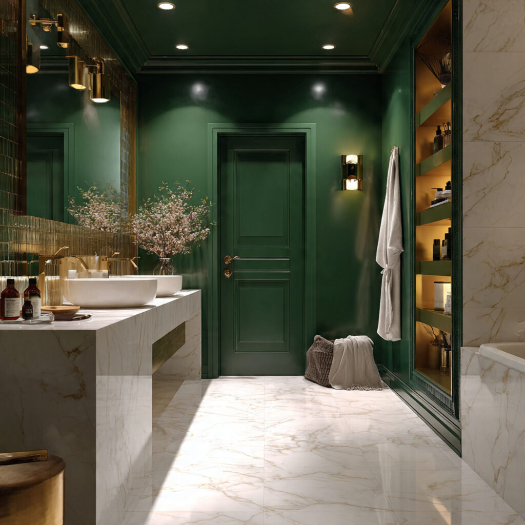 25 Stunning Emerald Green Bathroom Designs for a Luxe Refresh 6 Marble and Emerald Pairing