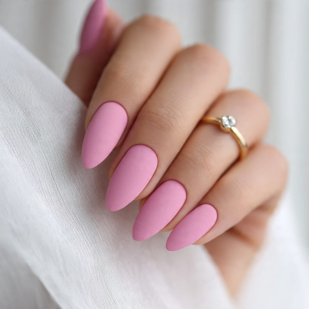22 Perfect Pink Wedding Nail Ideas for Your Big Day 7 Matte Pink Elegance