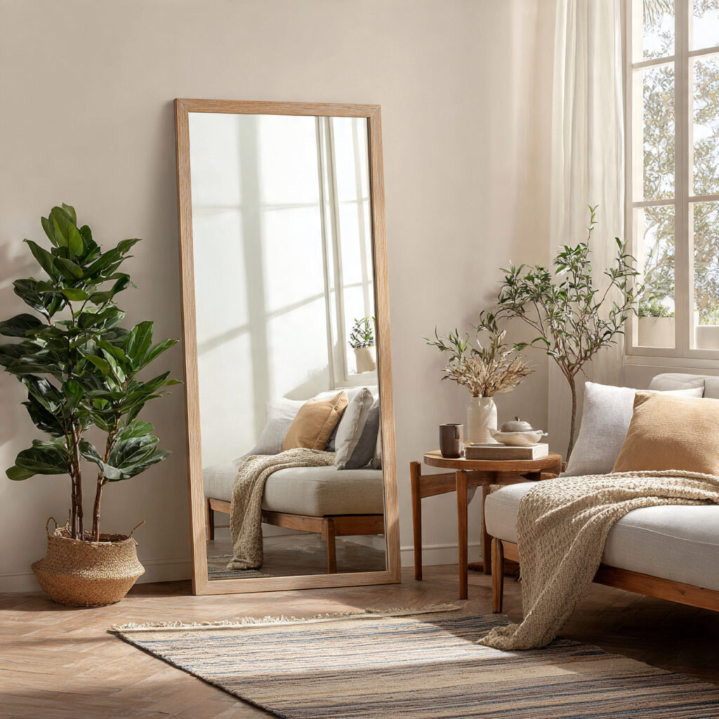 23 Stunning Boho Mirror Ideas to Elevate Every Room Instantly 21 Minimalist Wood Frame for Clean Boho Spaces