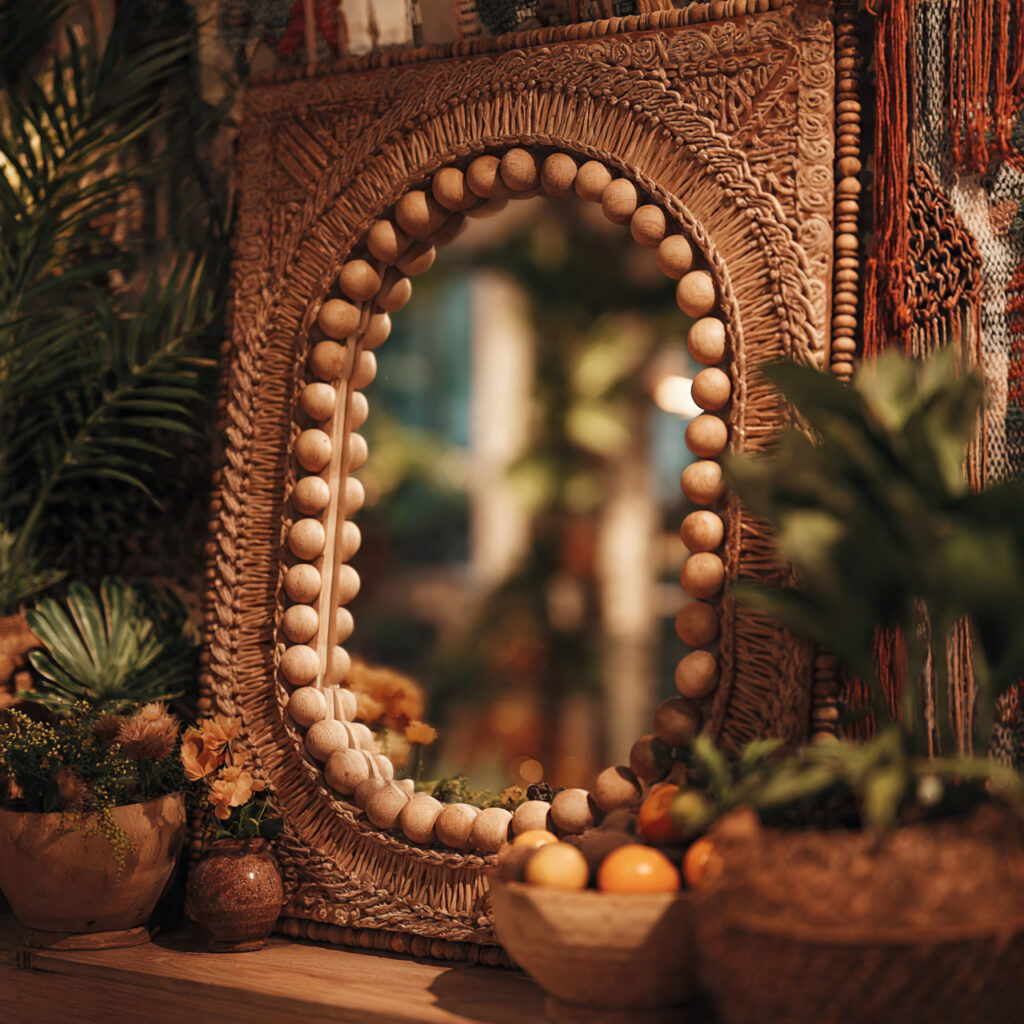 23 Stunning Boho Mirror Ideas to Elevate Every Room Instantly 15 Mirror with Beaded Detailing