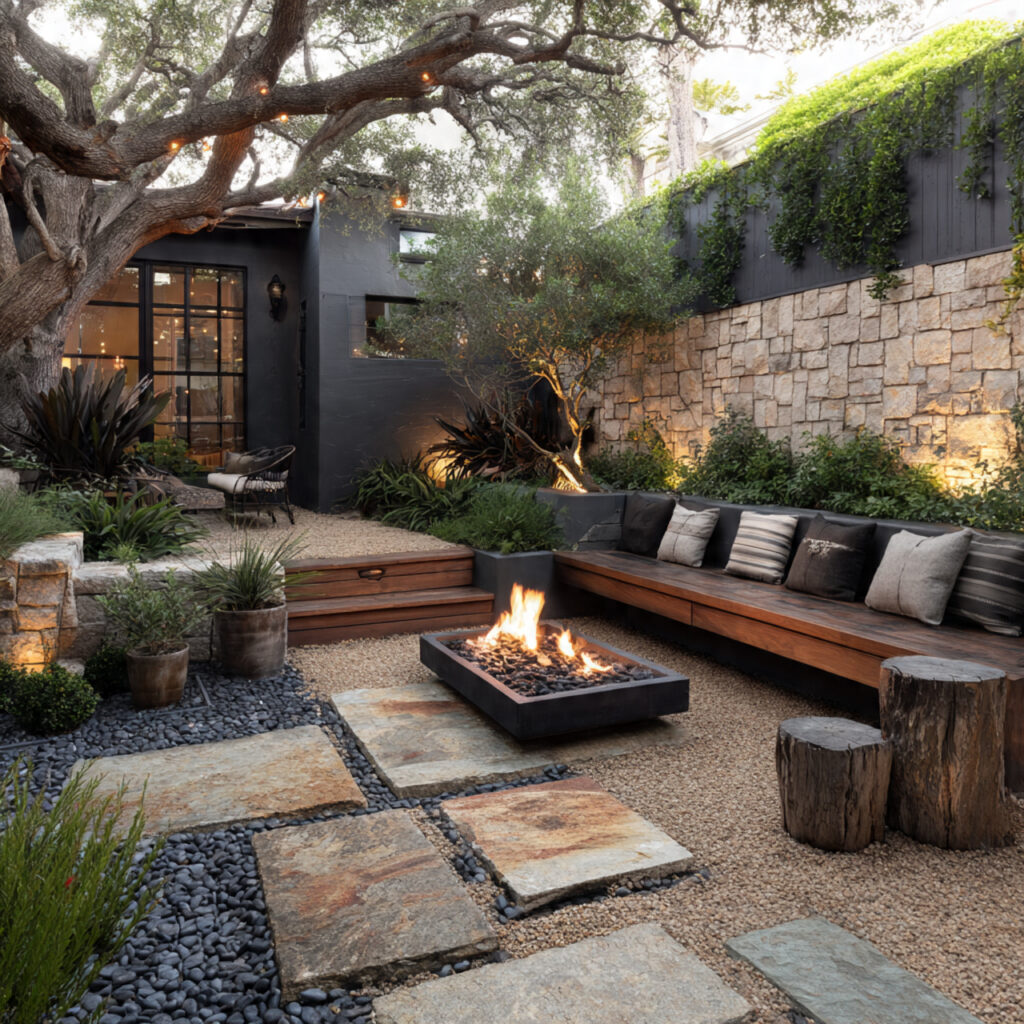 25 Fire Pit Landscaping Designs That Elevate Your Backyard Instantly 19 Mixed Materials Patio