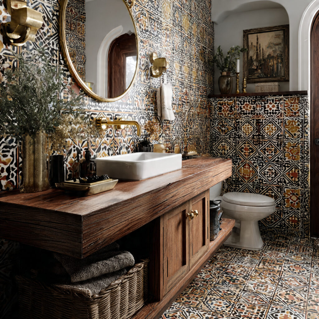 Create a Relaxed Boho Bathroom: 25 Inspiring Décor Ideas You’ll Love 4 Moroccan or Patterned Tiles