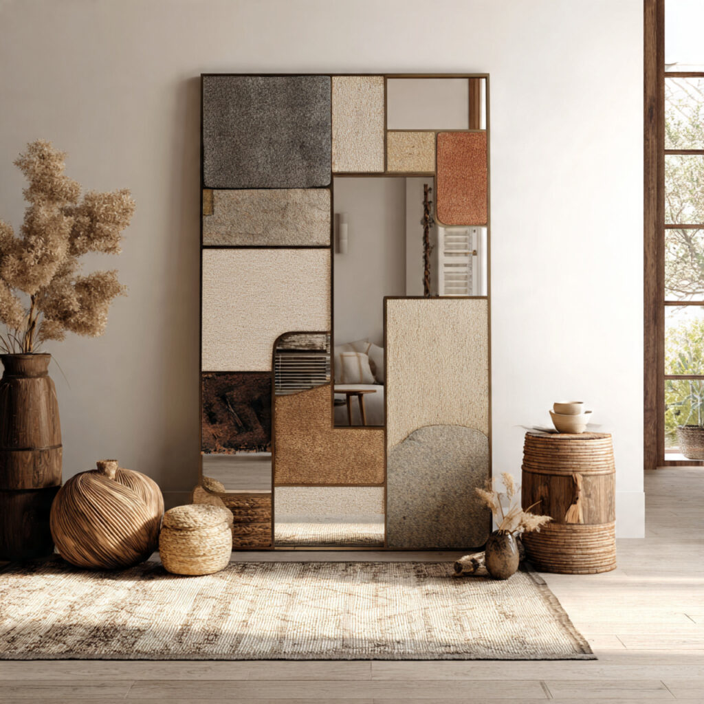 23 Stunning Boho Mirror Ideas to Elevate Every Room Instantly 18 Multi-Panel Mirror for Artistic Symmetry