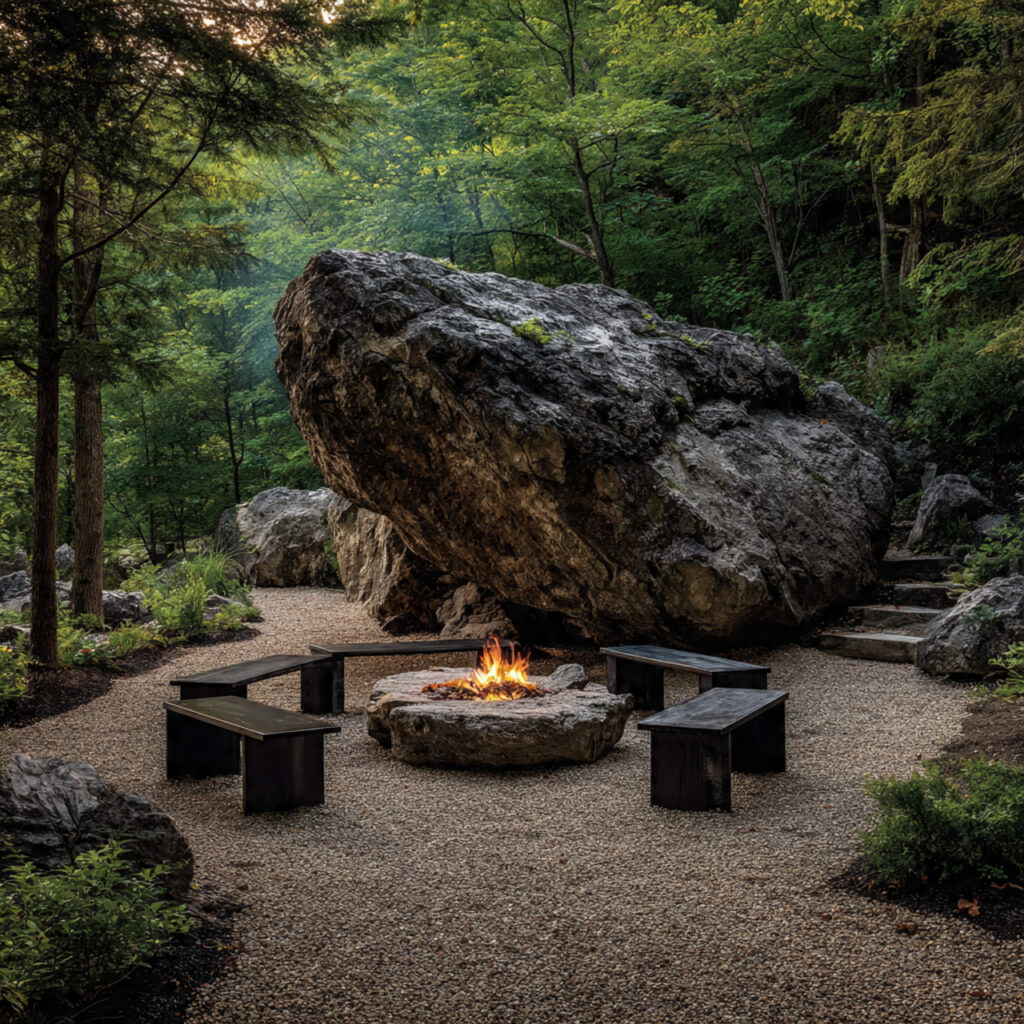 25 Fire Pit Landscaping Designs That Elevate Your Backyard Instantly 8 Natural Boulder Seating