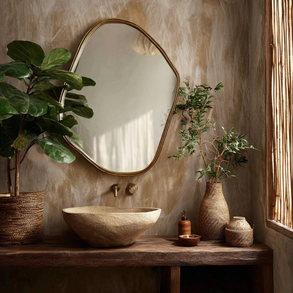 Create a Relaxed Boho Bathroom: 25 Inspiring Décor Ideas You’ll Love 22 Organic Shaped Mirrors