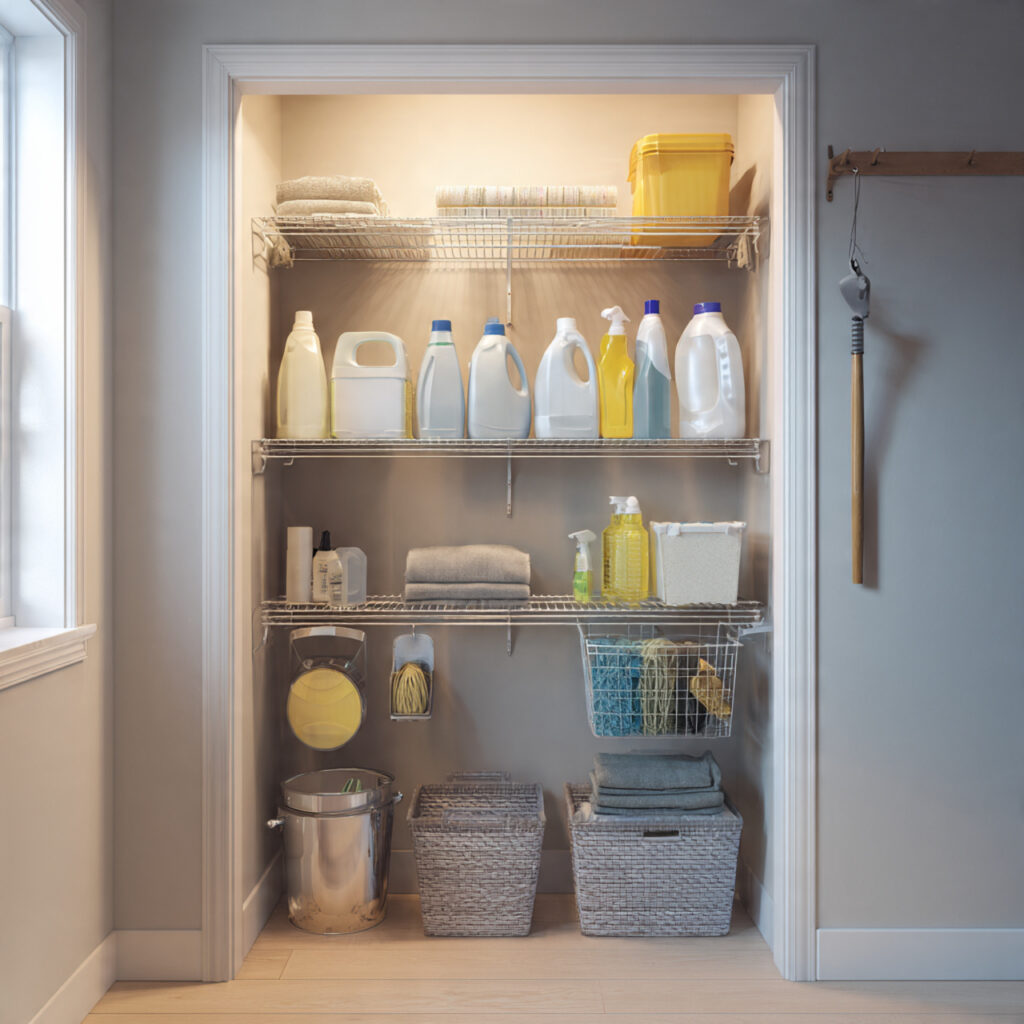 23 Creative Laundry Room Shelves to Maximize Space and Style 4 Over-the-Door Shelves for Hidden Storage