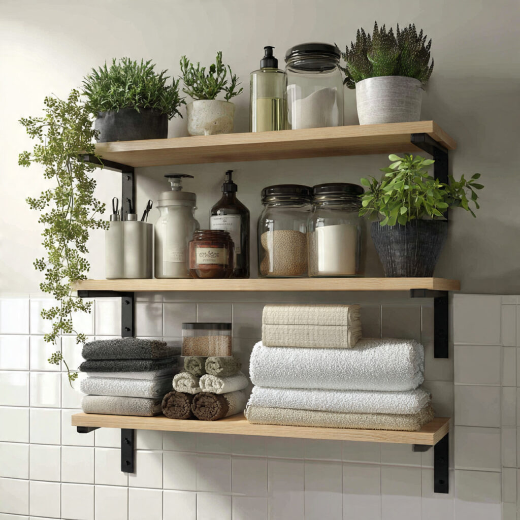 25 Bathroom Shelf Decor Ideas to Refresh Your Space Instantly 21 Over-the-Toilet Display