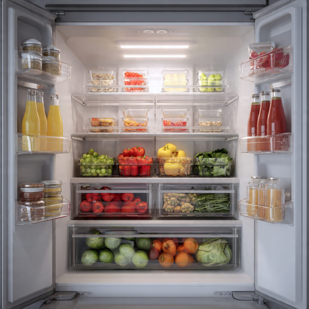 25 Creative Kitchen Storage Solutions for Every Home 14 Partitioned Refrigerator Bins