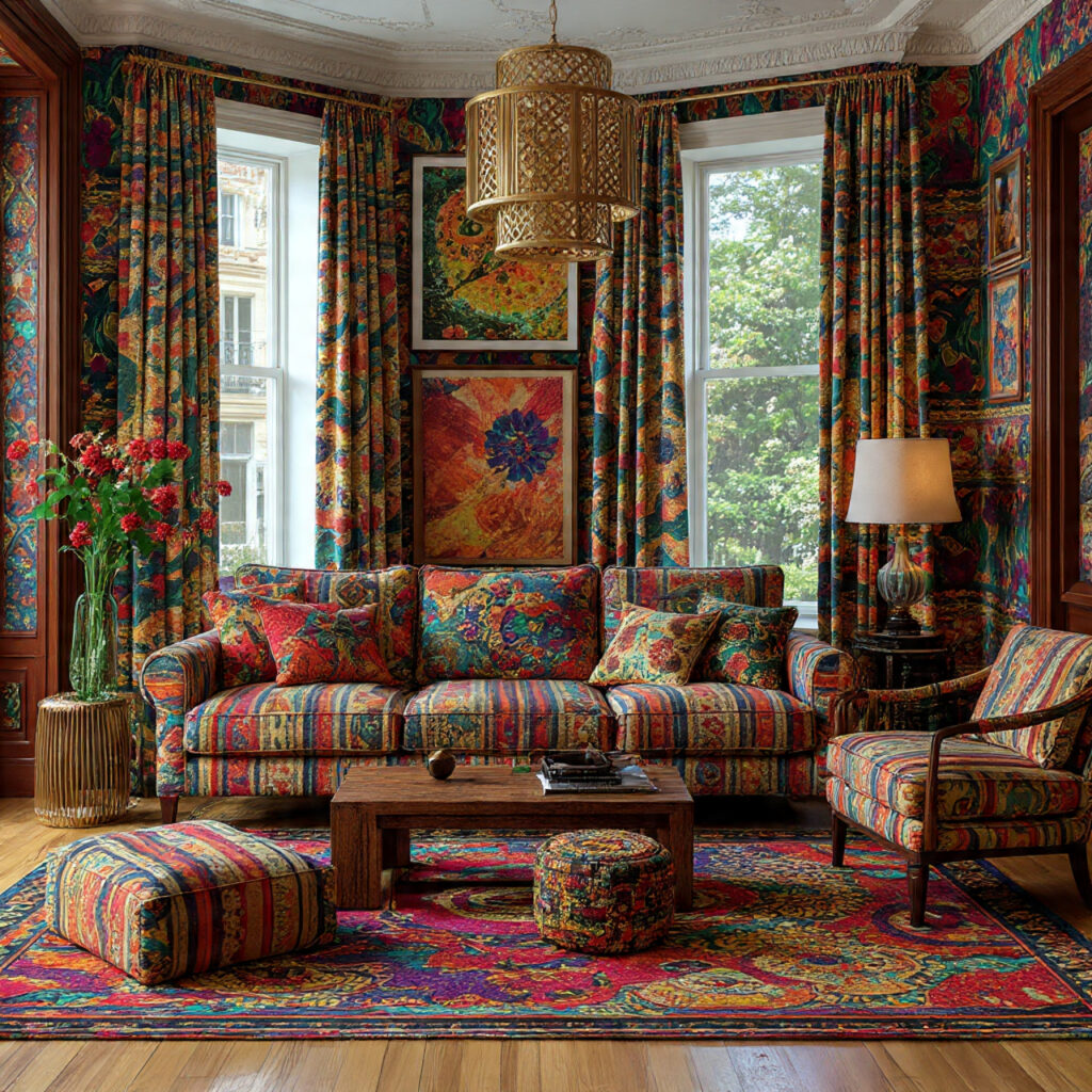 25 Maximalist Living Room Ideas: Bold Colors, Patterns & Statement Pieces 3 Pattern Mixing