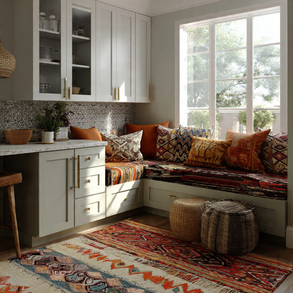 Boho Kitchen: 25 Inspiring Ideas for a Cozy, Eclectic Space 5 Patterned Textiles