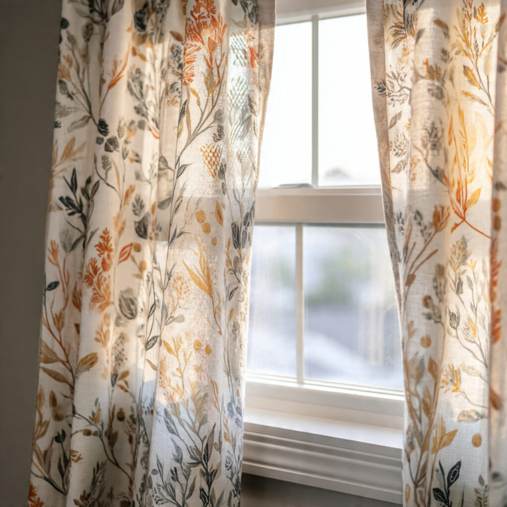 25 Fun Bathroom Decor Ideas to Brighten Your Space Instantly 22 Patterned Window Curtains