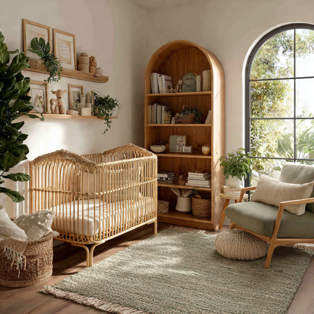 25 Boho Nursery Inspiration: Create a Calm, Stylish Baby Room You’ll Love 3 Rattan Furniture Accents