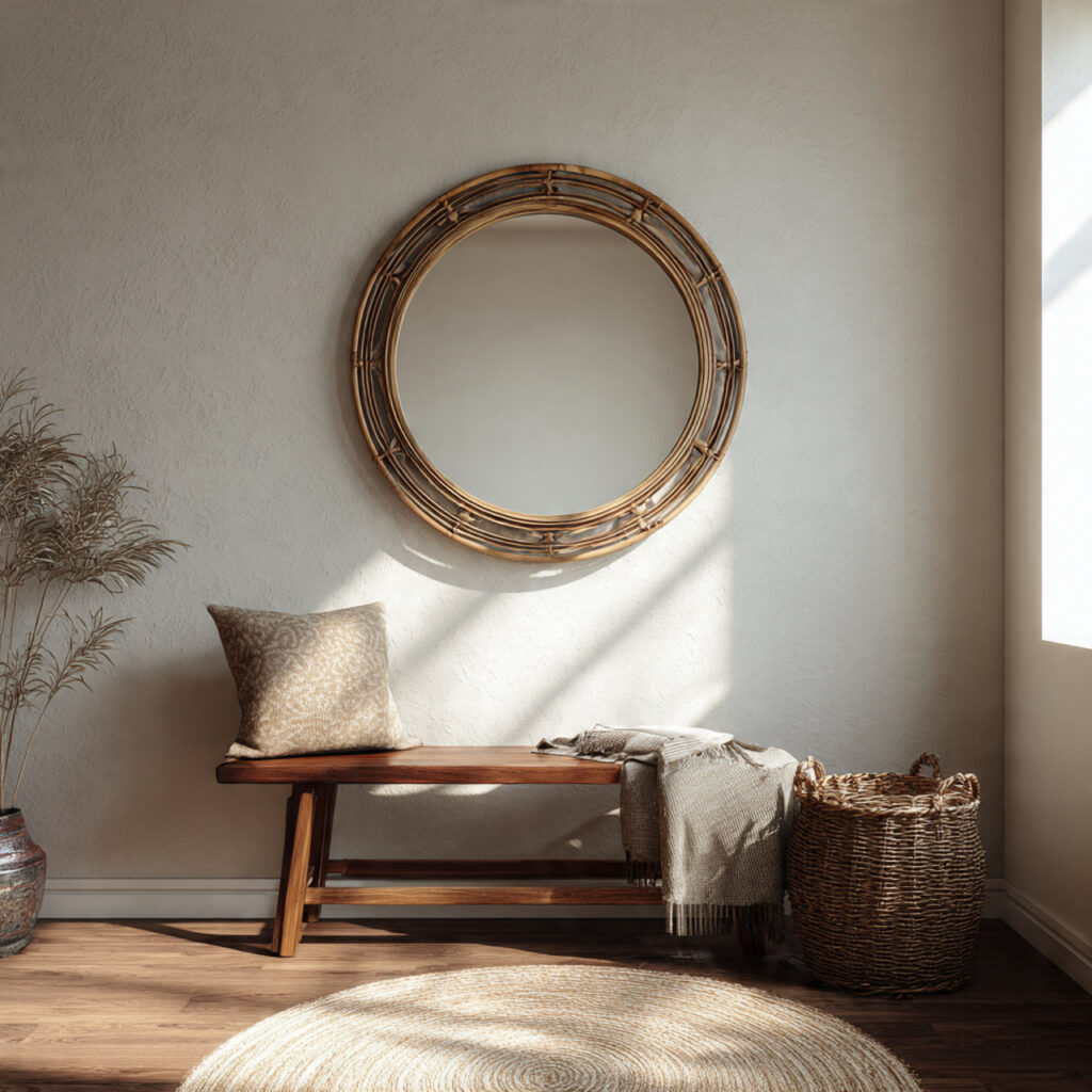 23 Stunning Boho Mirror Ideas to Elevate Every Room Instantly 14 Round Mirror for Classic Boho Style