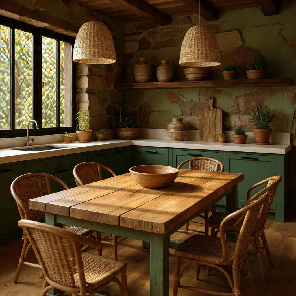 25 Earthy Kitchen Design Ideas That Bring Warmth and Natural Beauty Home 12 Rustic Dining Table