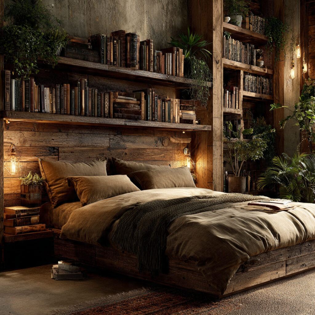 25 Stylish Bedroom Bookshelves Ideas to Transform Your Space Beautifully 10 Rustic Wooden Shelving