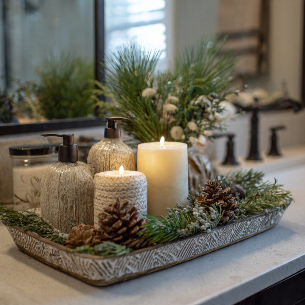 25 Best Bathroom Tray Decor Ideas to Instantly Transform Your Space 19 Seasonal Tray for Festive Rotation