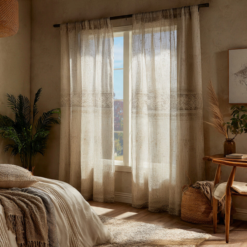 25 Boho Curtains Inspiration: Patterns, Colors & Unique Designs 15 Semi-Opaque Boho Curtains for Privacy