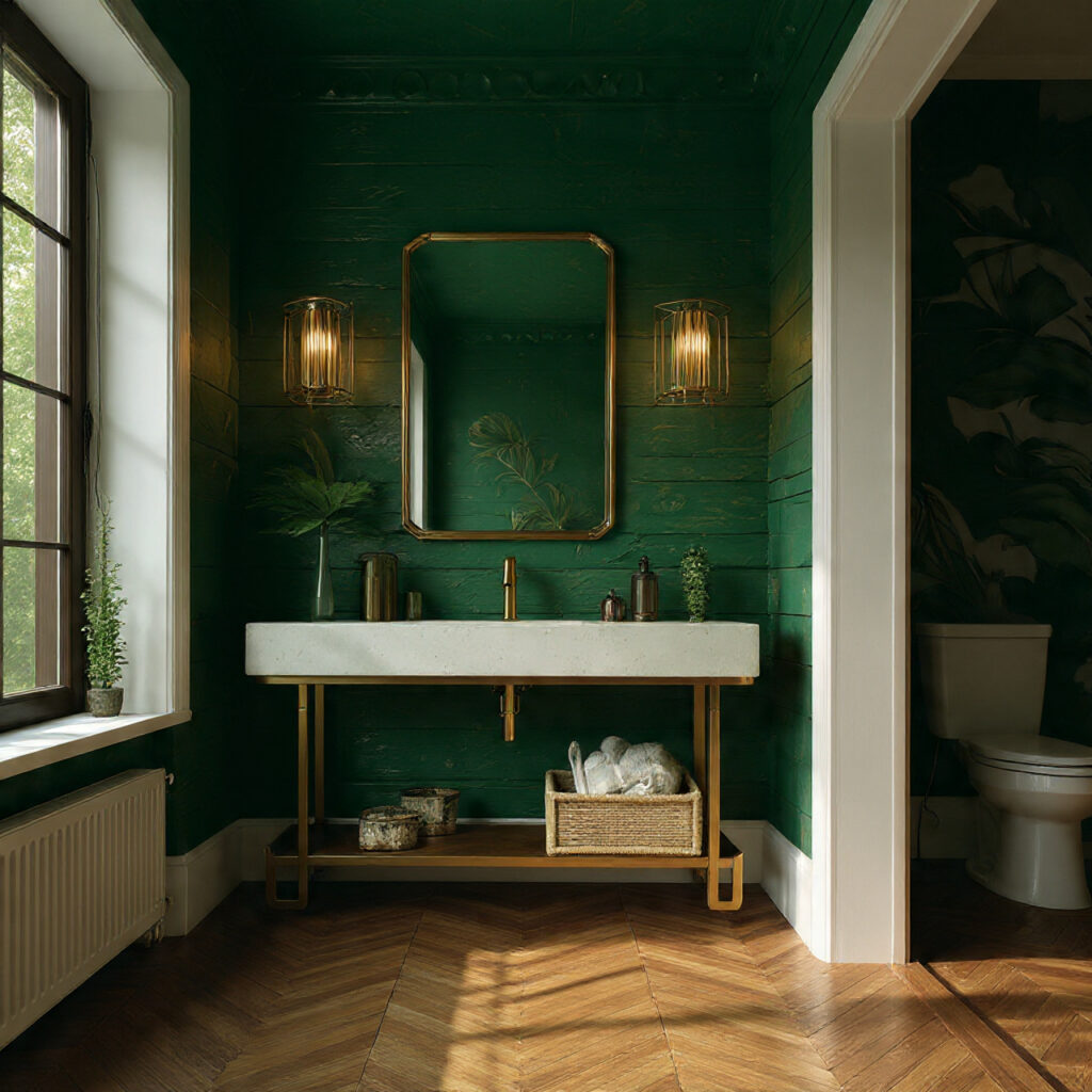 25 Stunning Emerald Green Bathroom Designs for a Luxe Refresh 21 Shiplap Painted Emerald