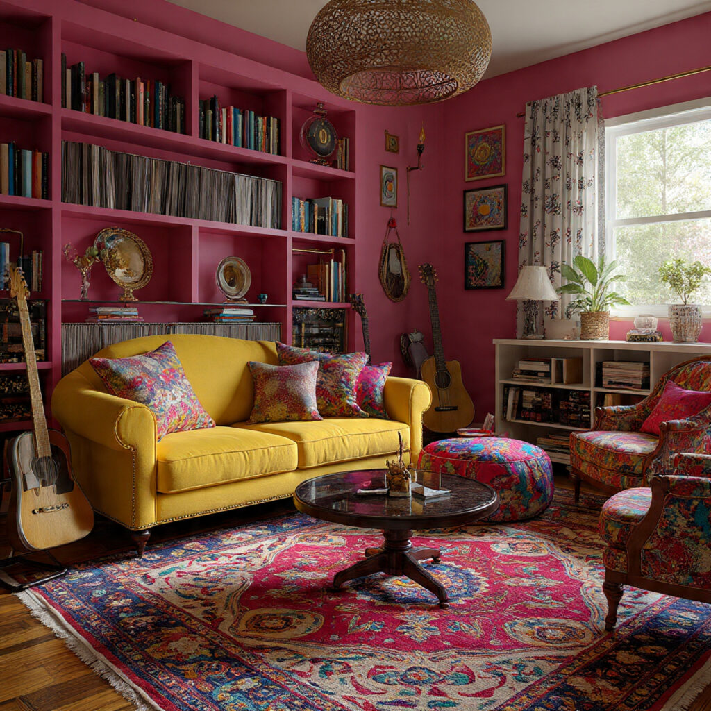 25 Maximalist Living Room Ideas: Bold Colors, Patterns & Statement Pieces 24 Statement Flooring