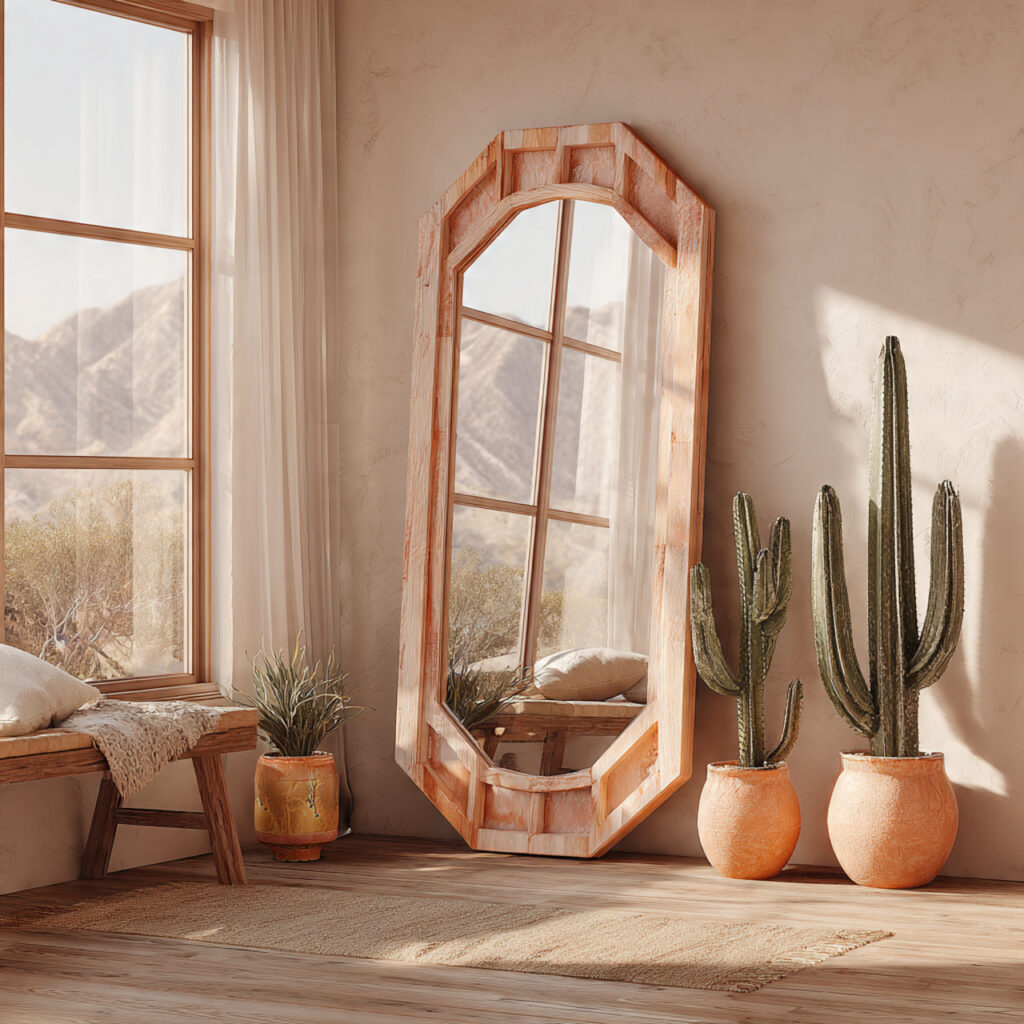 23 Stunning Boho Mirror Ideas to Elevate Every Room Instantly 23 Sun-Bleached Wood Mirror for Desert Boho Style