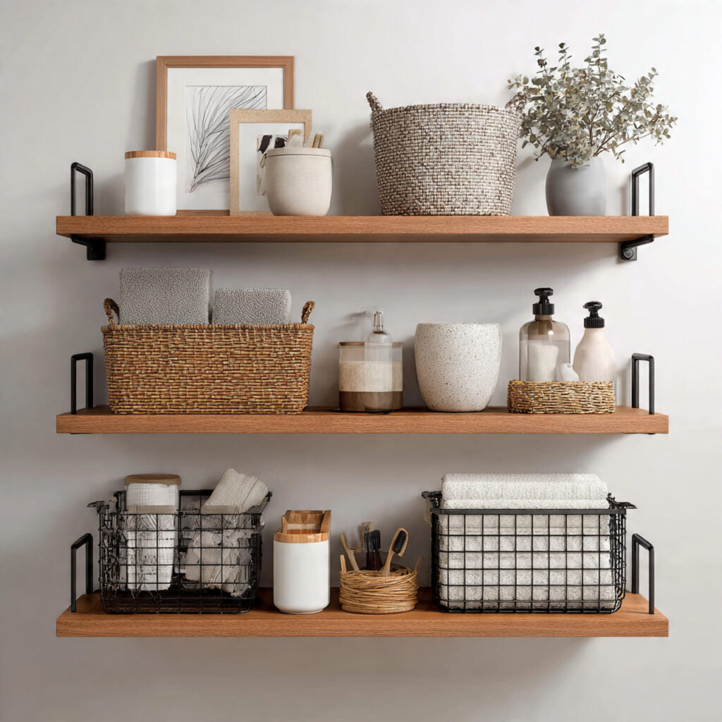 25 Bathroom Shelf Decor Ideas to Refresh Your Space Instantly 23 Symmetry in Styling