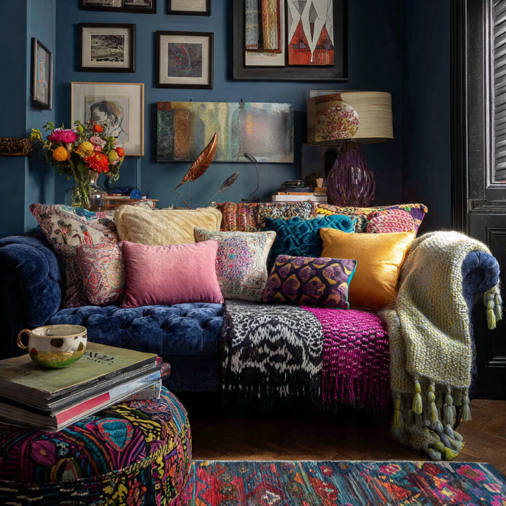 25 Maximalist Living Room Ideas: Bold Colors, Patterns & Statement Pieces 8 Textured Fabrics
