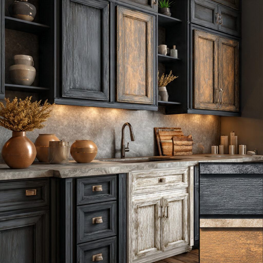 25 Best Painted Furniture Ideas to Transform Your Home 11 Two-Tone Distressed Cabinets