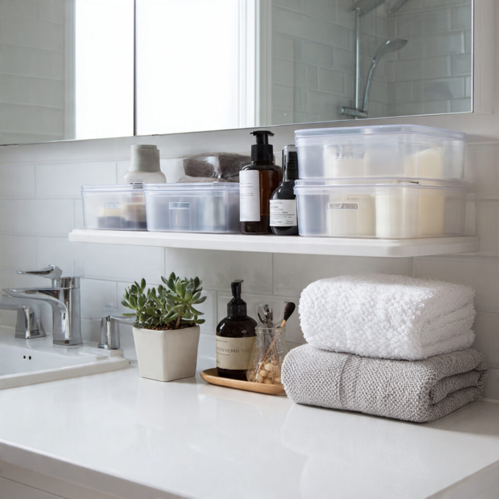 27 Small Bathroom Makeover Ideas That Transform Tiny Spaces Fast 26 Use Clear or Frosted Accessories