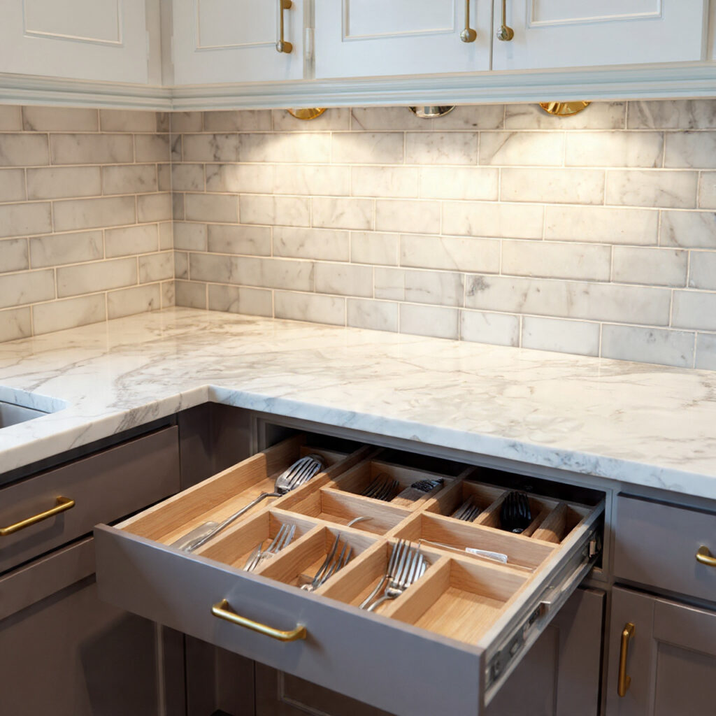 25 Smart Kitchen Counter Organization Ideas to Cut Clutter Fast 18 Use Drawer Dividers to Prevent Counter Overflow