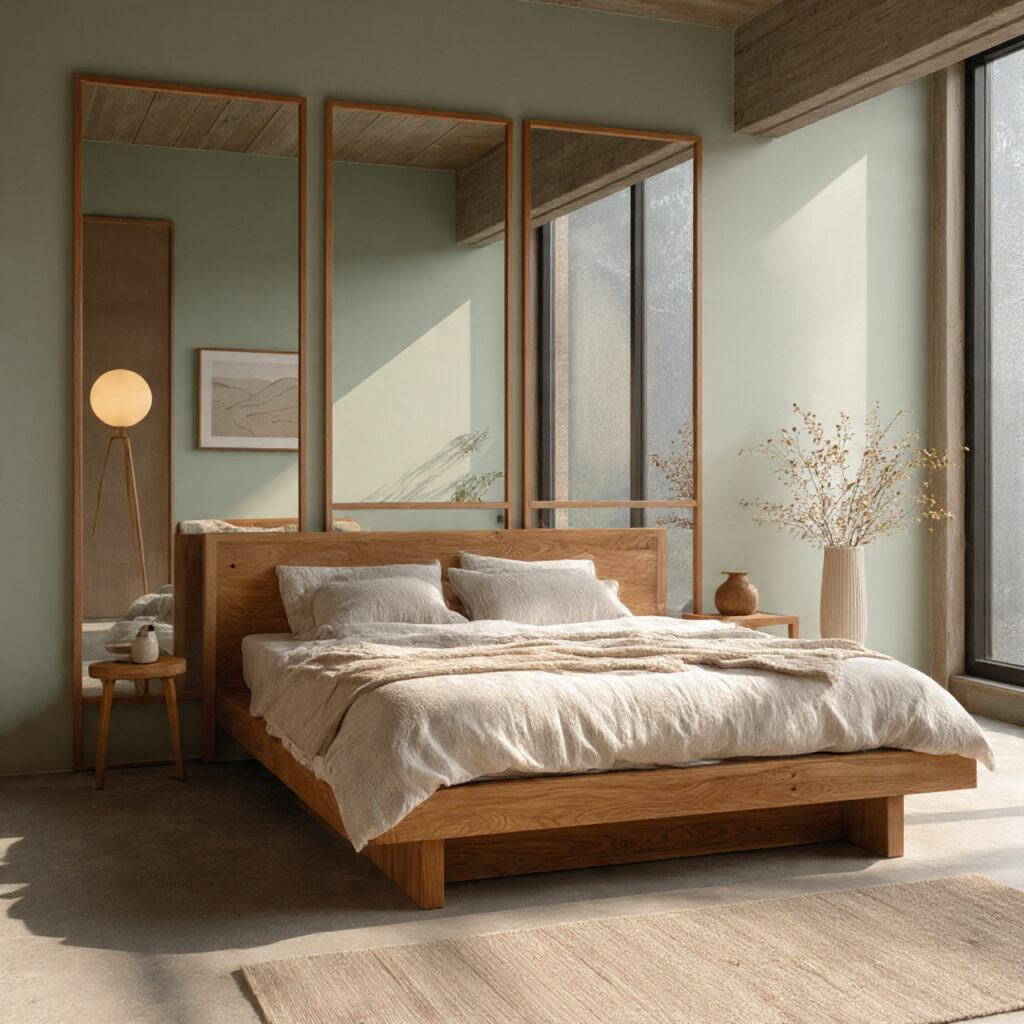 25 Best Japandi Bedroom Inspiration: Minimalist, Cozy, and Timeless Design 14 Use Mirrors Strategically