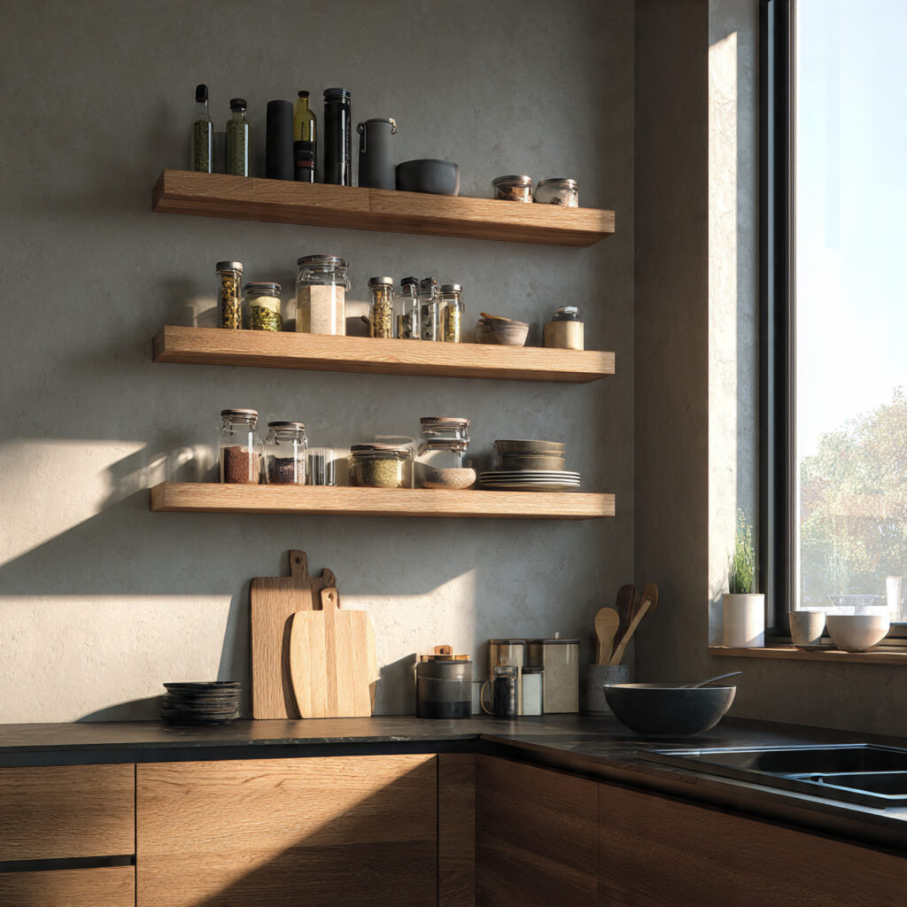 25 Creative Kitchen Storage Solutions for Every Home 1 Vertical Wall Shelving