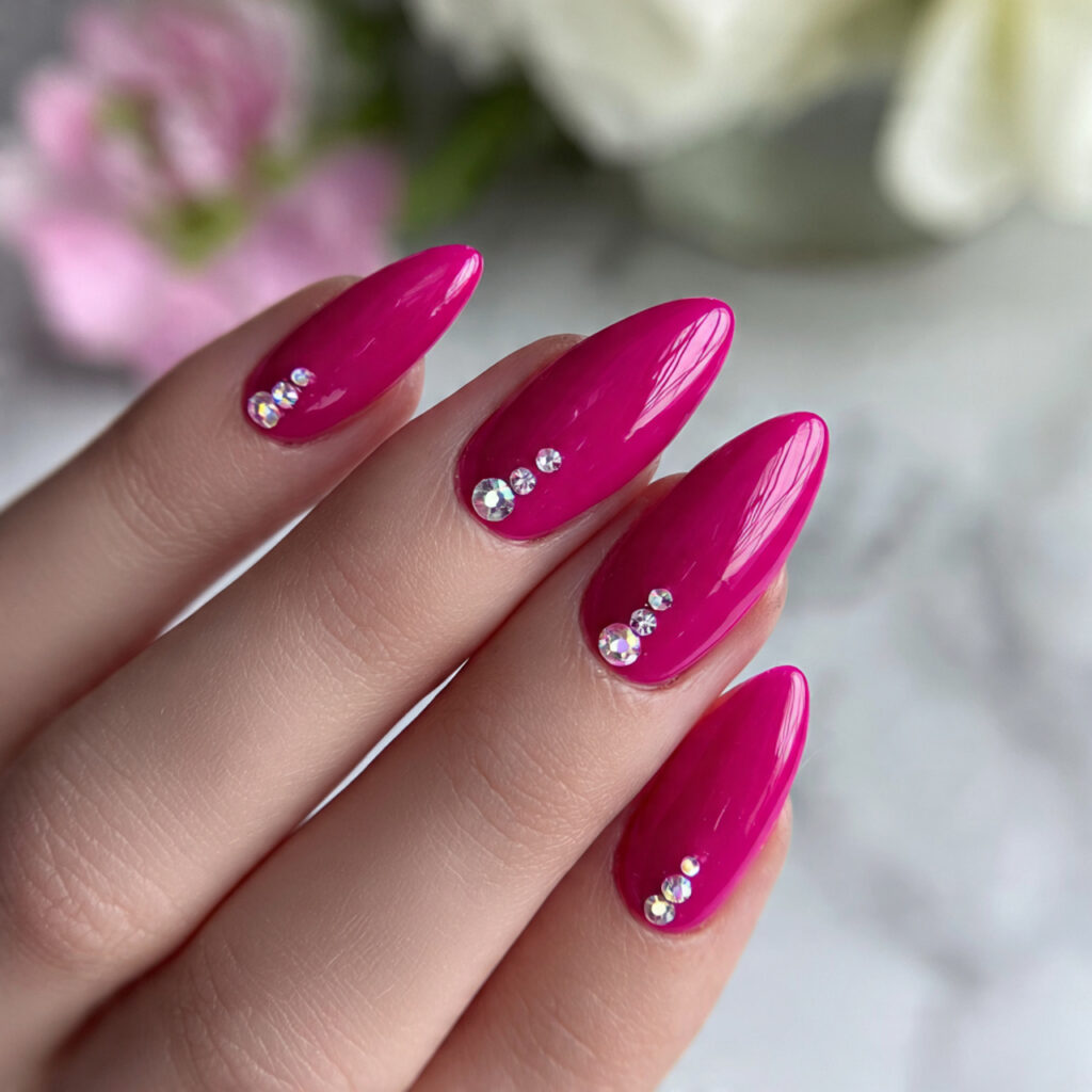 22 Perfect Pink Wedding Nail Ideas for Your Big Day 16 Vibrant Fuchsia Nails