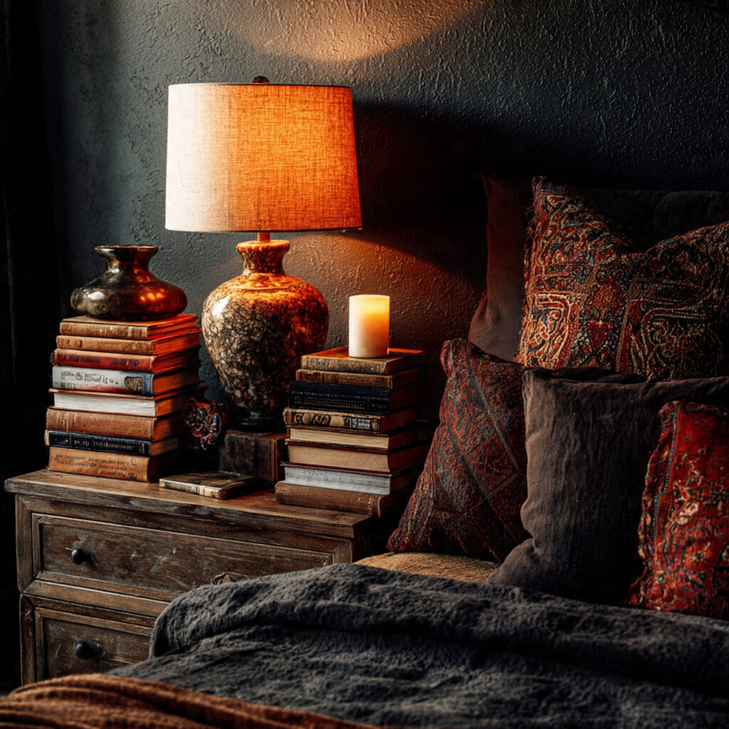 25 Dark Boho Bedroom Ideas for a Cozy, Moody & Stylish Retreat 19 Vintage Books for Styling