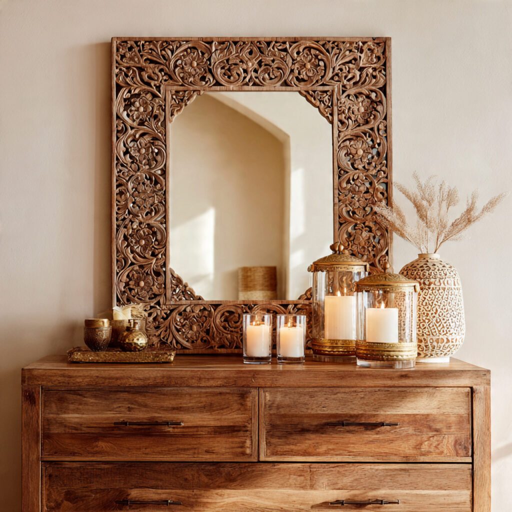 23 Stunning Boho Mirror Ideas to Elevate Every Room Instantly 5 Vintage-Inspired Carved Wood Mirror