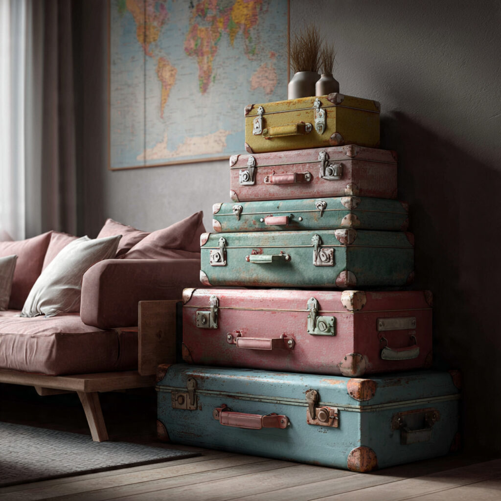 25 Best Painted Furniture Ideas to Transform Your Home 23 Vintage Suitcase Side Tables